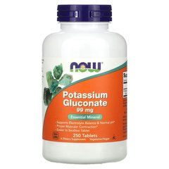 NOW Potassium Gluconate 99 mg, 250 таблеток