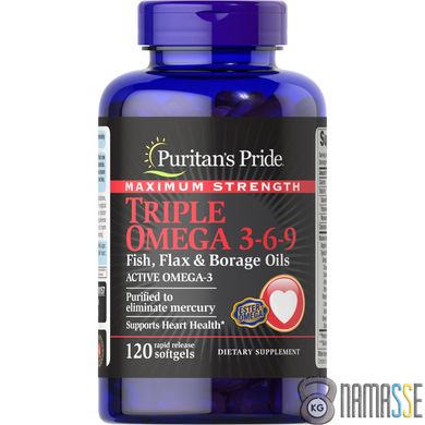 Puritan's Pride Triple Omega 3-6-9, 120 капсул