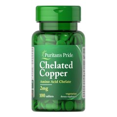 Puritan's Pride Copper Chelate 2 mg, 100 таблеток