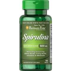 Puritan's Pride Spirulina 500 mg, 100 таблеток
