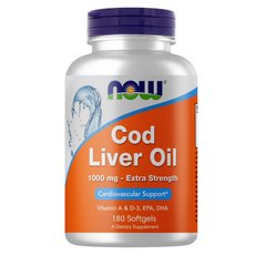 NOW Cod Liver Oil 1000 mg, 180 капсул