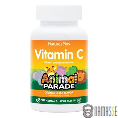 Natures Plus Animal Parade Vitamin C, 90 жувальних таблеток Апельсин