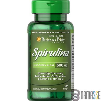 Puritan's Pride Spirulina 500 mg, 100 таблеток