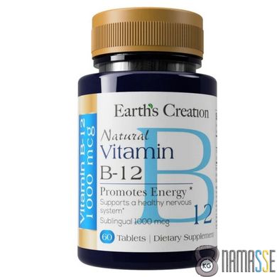 Earth's Creation Vitamin B-12 1000 mcg Sublingual, 60 таблеток