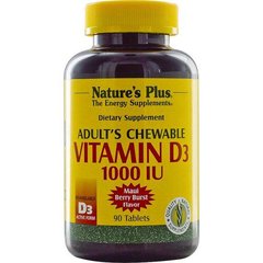 Natures Plus Adults Chewable Vitamin D3, 90 жувальних таблеток Ягоди