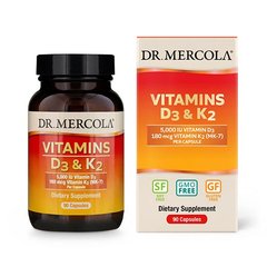 Dr. Mercola Vitamins D3 & K2 5000 IU, 90 капсул