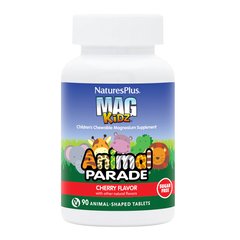 Natures Plus Animal Parade Mag Kidz Sugar Free, 90 жувальних таблеток Вишня