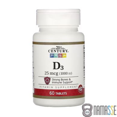 21st Century Vitamin D3 25 mcg, 60 таблеток