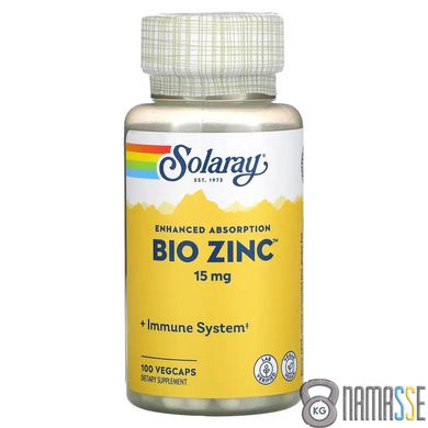 Solaray Bio Zinc 15 mg, 100 вегакапсул