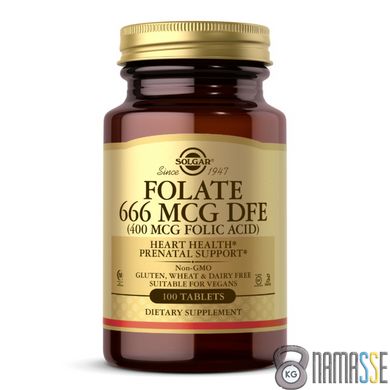 Solgar Folate 666 mcg (Folic Acid 400 mcg), 100 таблеток