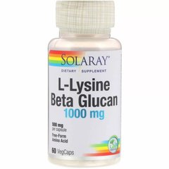 Solaray L-Lysine & Beta Glucan 1000 mg, 60 вегакапсул