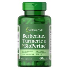 Puritan's Pride Berberine, Turmeric and BioPerine, 60 капсул