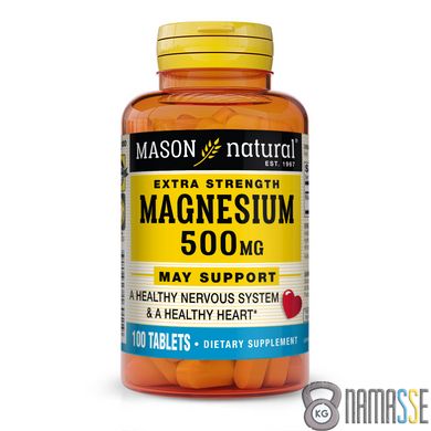 Mason Natural Magnesium 500 mg Extra Strength, 100 таблеток