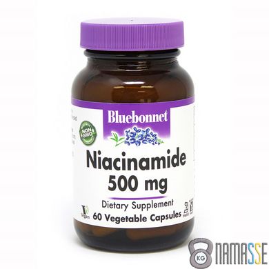 Bluebonnet Nutrition Niacinamide 500 mg, 60 вегакапсул