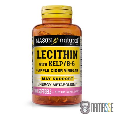 Mason Natural Lecithin With Kelp/Vitamin B6 Plus Cider Vinegar, 100 капсул