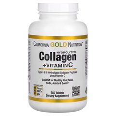 California Gold Nutrition Hydrolyzed Collagen + Vitamin C, 250 таблеток