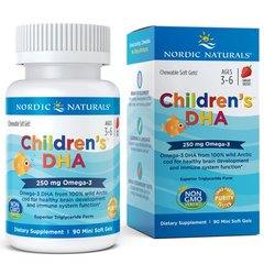 Nordic Naturals Children's DHA 250 mg, 90 капсул - полуниця