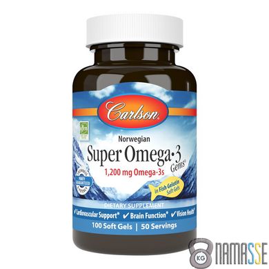 Carlson Labs Norwegian Super Omega-3 Gems 1200 mg, 100 капсул