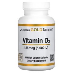 California Gold Nutrition Vitamin D3 125 mcg, 360 рибних капсул