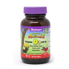 Bluebonnet Nutrition Rainforest Animalz Vitamin D3 400IU, 90 жувальних таблеток