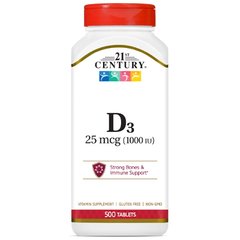 21st Century Vitamin D3 25 mcg, 500 таблеток