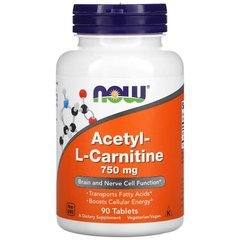 NOW Acetyl-L-Carnitine 750 mg, 90 таблеток