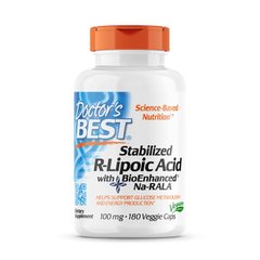 Doctor's Best Stabilized R-Lipoic Acid 100 mg, 180 вегакапсул