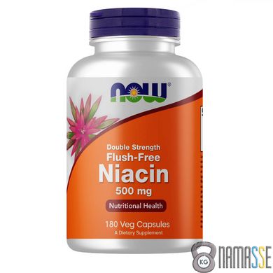 NOW Flush-Free Niacin 500 mg, 180 вегакапсул