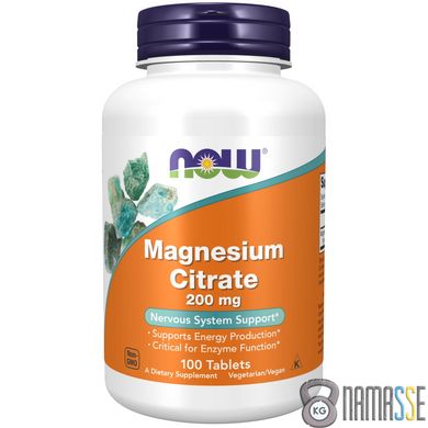 NOW Magnesium Citrate 200 mg, 100 таблеток