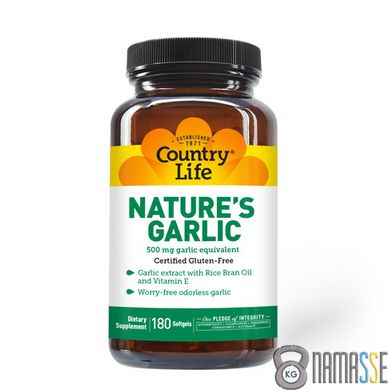Country Life Nature’s Garlic, 180 капсул