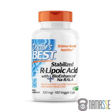 Doctor's Best Stabilized R-Lipoic Acid 100 mg, 180 вегакапсул