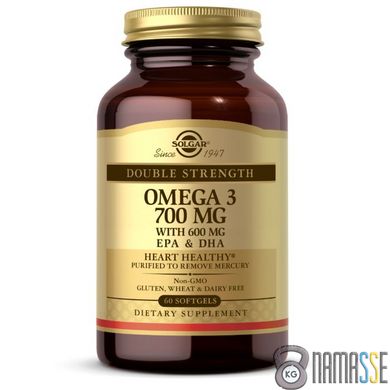 Solgar Double Strength Omega 3 700 mg, 60 капсул