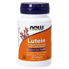 NOW Lutein 10 mg, 60 капсул
