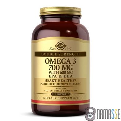Solgar Double Strength Omega 3 700 mg, 120 капсул