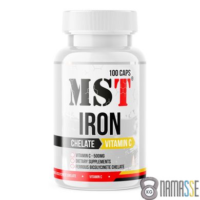 MST Iron Chelate Plus Vitamin C, 100 капсул