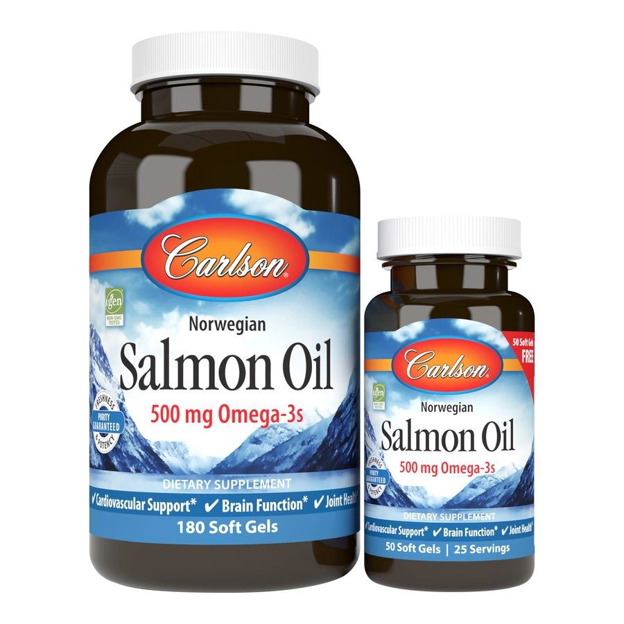 Фото - Інше спортивне харчування Carlson Labs Salmon Oil, 180+50 капсул 