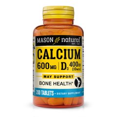 Mason Natural Calcium 600 mg Plus Vitamin D3, 200 таблеток