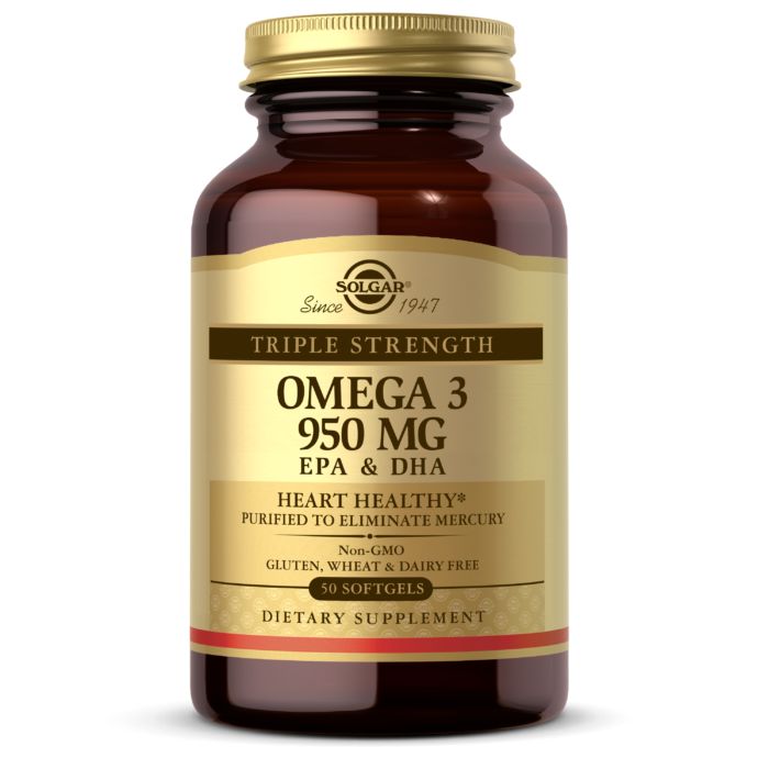 Фото - Прочее спортивное питание SOLGAR Triple Strength Omega 3 950 mg, 50 капсул 