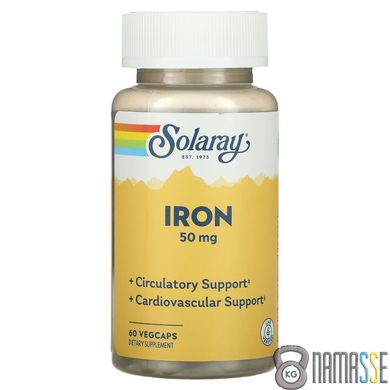 Solaray Iron 50 mg, 60 вегакапсул